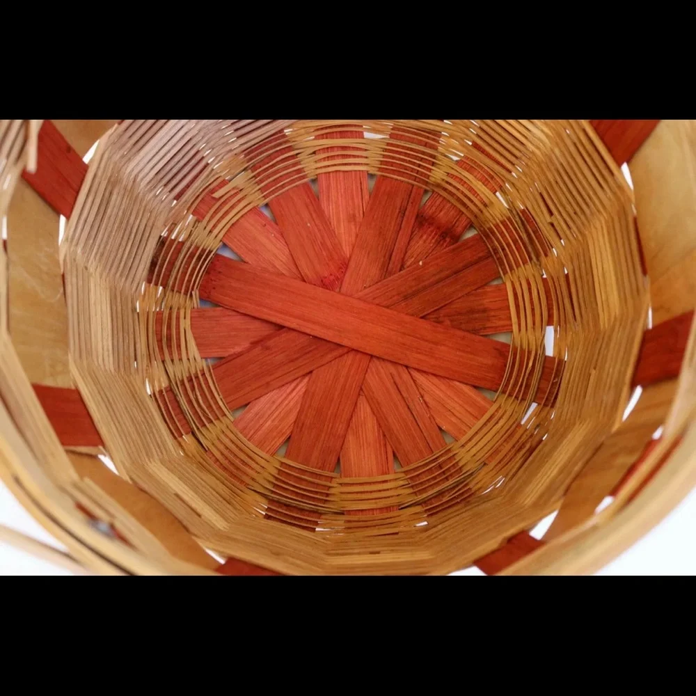 Painted 🌸 Split Oak Basket Double‎ Hinged Handles